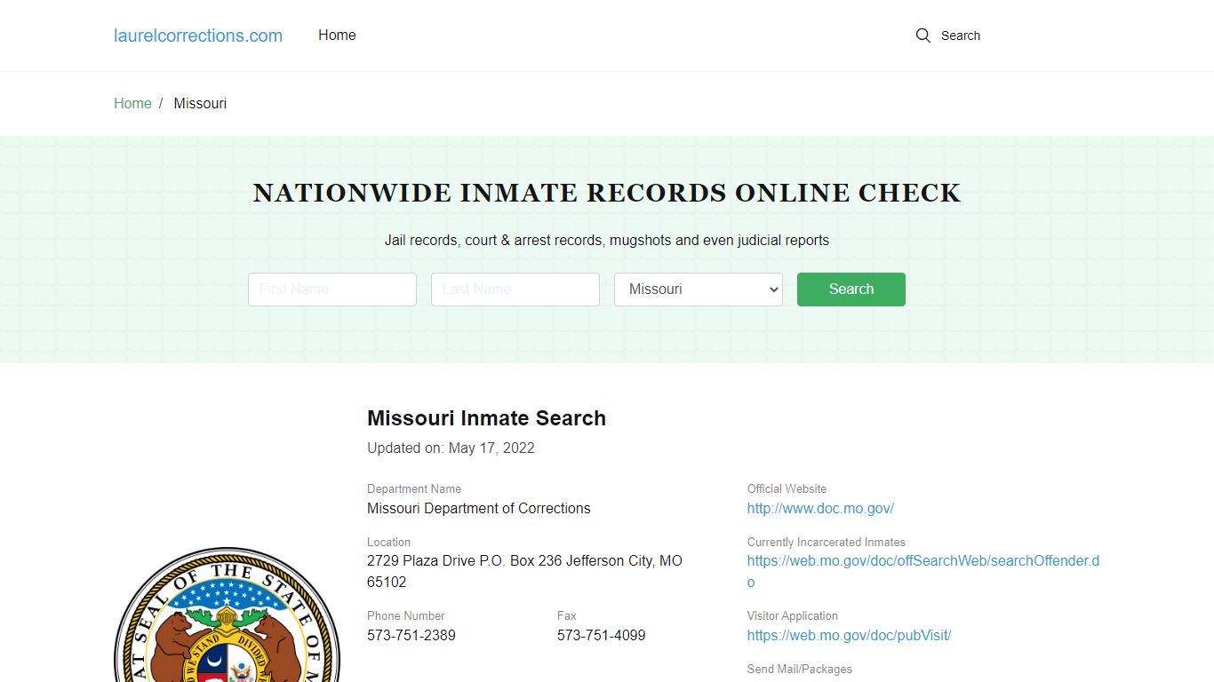Missouri Inmate Search – Missouri Department of Corrections Offender Lookup
